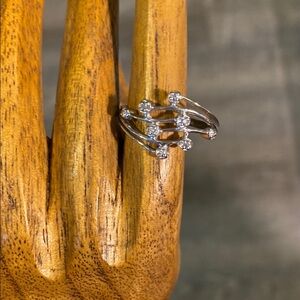 Stunning Silver Women's Ring with Crystal Accents